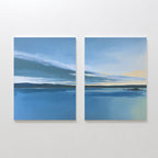 Whispering Shores Diptych – Set of 2 Canvas Prints set of 2 – blue coastal canvas wall art by Aspire Prints