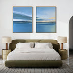 Whispering Shores Diptych – Set of 2 Canvas Prints set of 2 – blue coastal canvas wall art by Aspire Prints