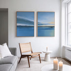 Whispering Shores Diptych – Set of 2 Canvas Prints set of 2 – blue coastal canvas wall art by Aspire Prints