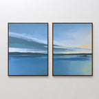 Whispering Shores Diptych – Set of 2 Canvas Prints set of 2 – blue coastal canvas wall art by Aspire Prints
