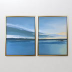 Whispering Shores Diptych – Set of 2 Canvas Prints set of 2 – blue coastal canvas wall art by Aspire Prints