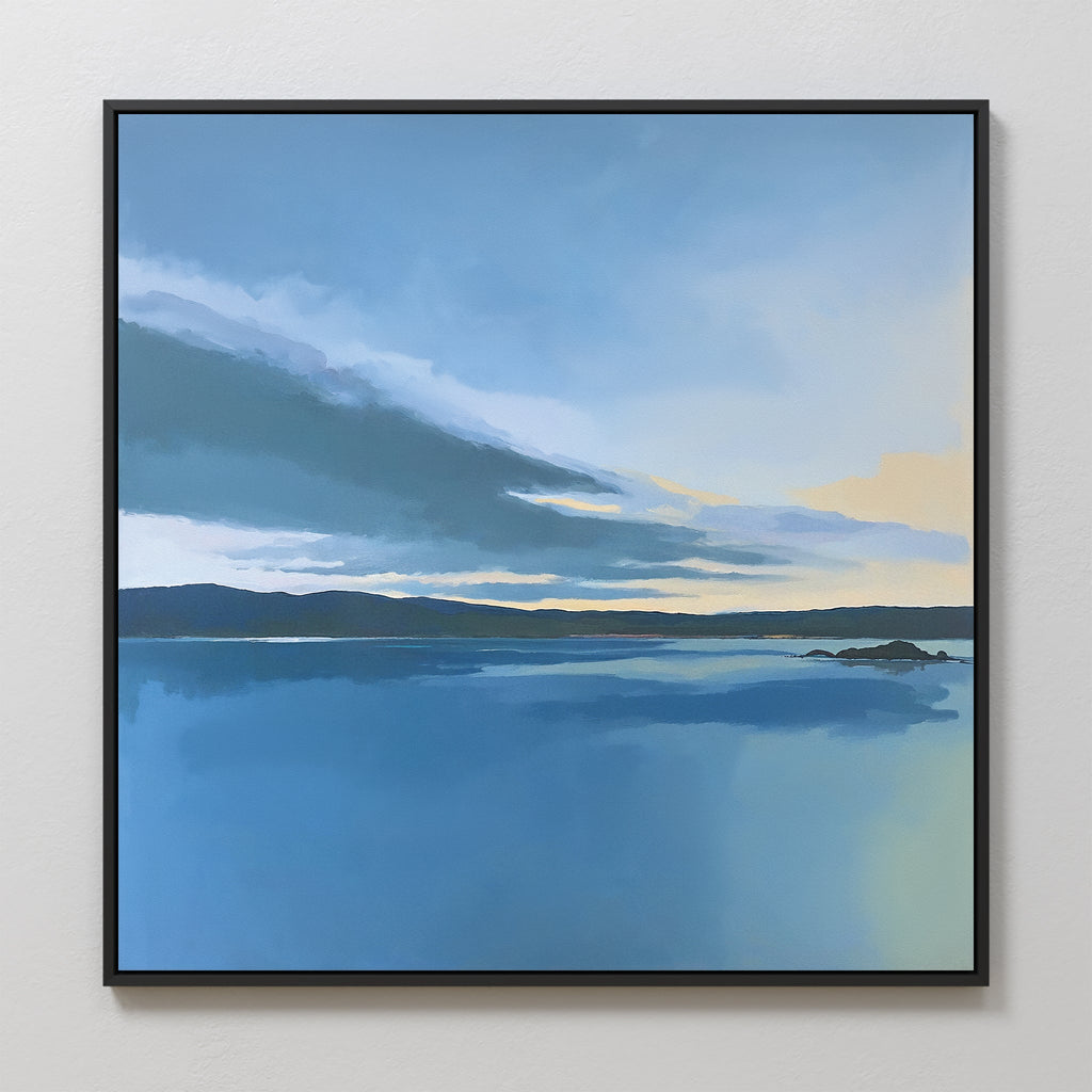 Whispers of Still Water – blue coastal canvas wall art print by Aspire Prints