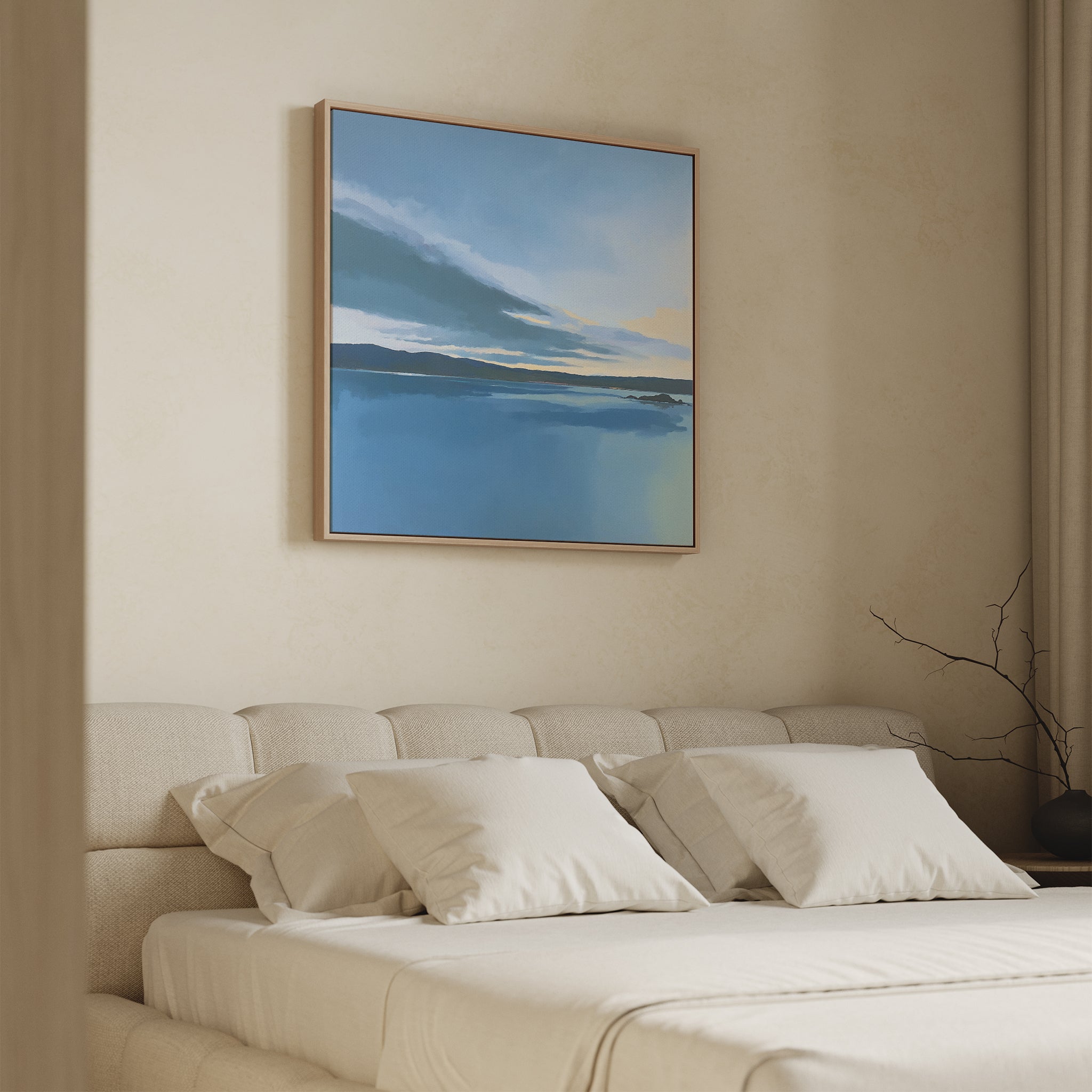 Whispers of Still Water – blue coastal canvas wall art print by Aspire Prints