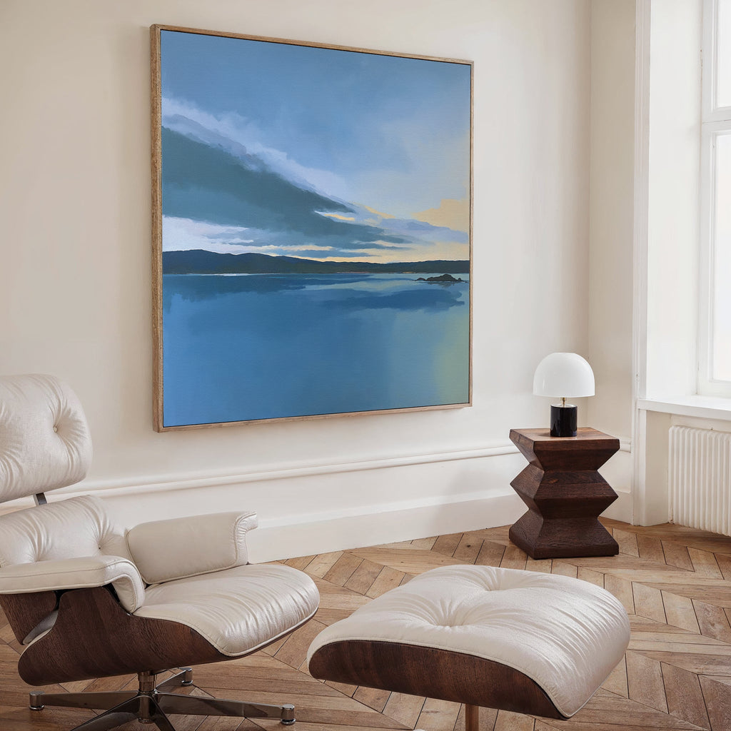Whispers of Still Water – blue coastal canvas wall art print by Aspire Prints