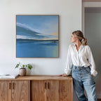 Whispers of Still Water – blue coastal canvas wall art print by Aspire Prints