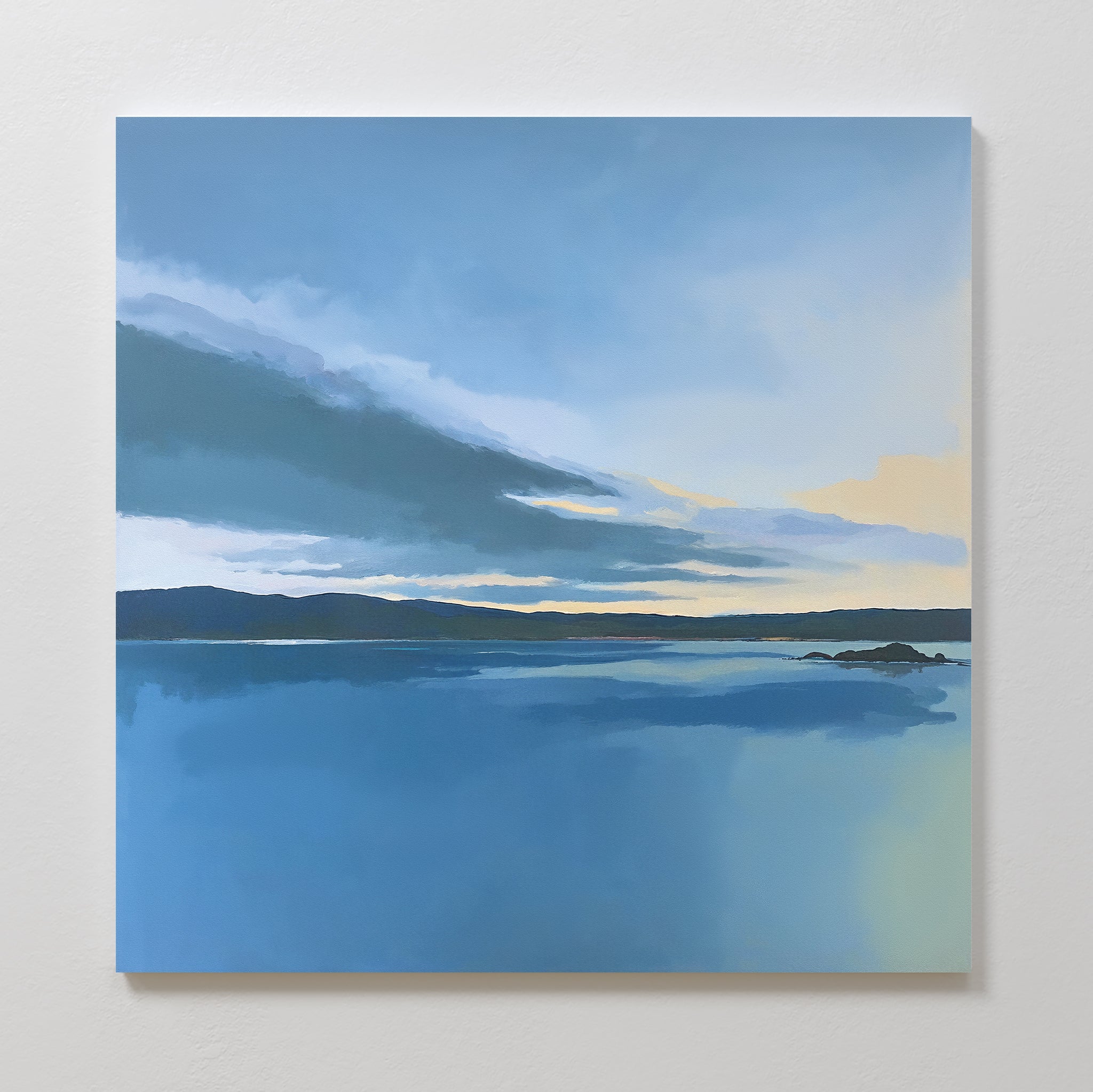 Whispers of Still Water – blue coastal canvas wall art print by Aspire Prints