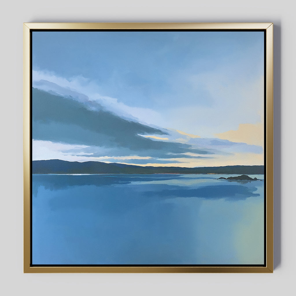 Whispers of Still Water – blue coastal canvas wall art print by Aspire Prints