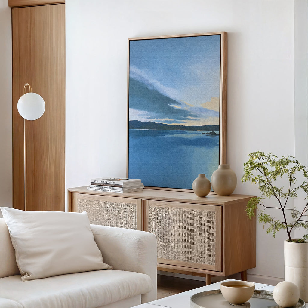 Whispers on Still Water Canvas Print – blue vintage canvas wall art print by Aspire Prints