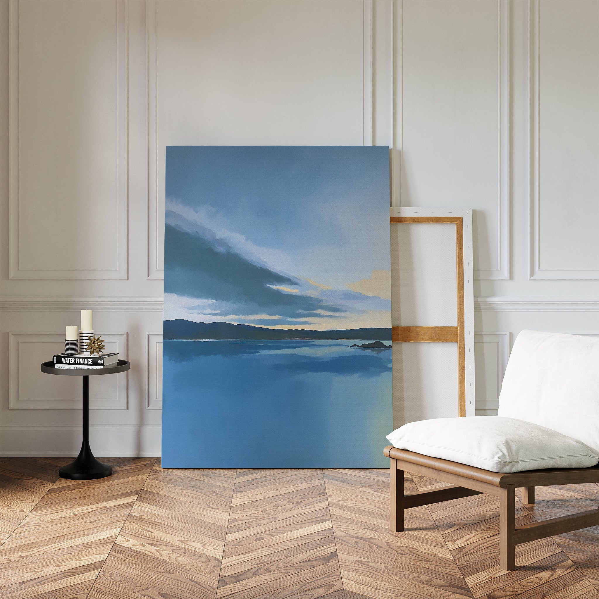 Whispers on Still Water Canvas Print – blue vintage canvas wall art print by Aspire Prints