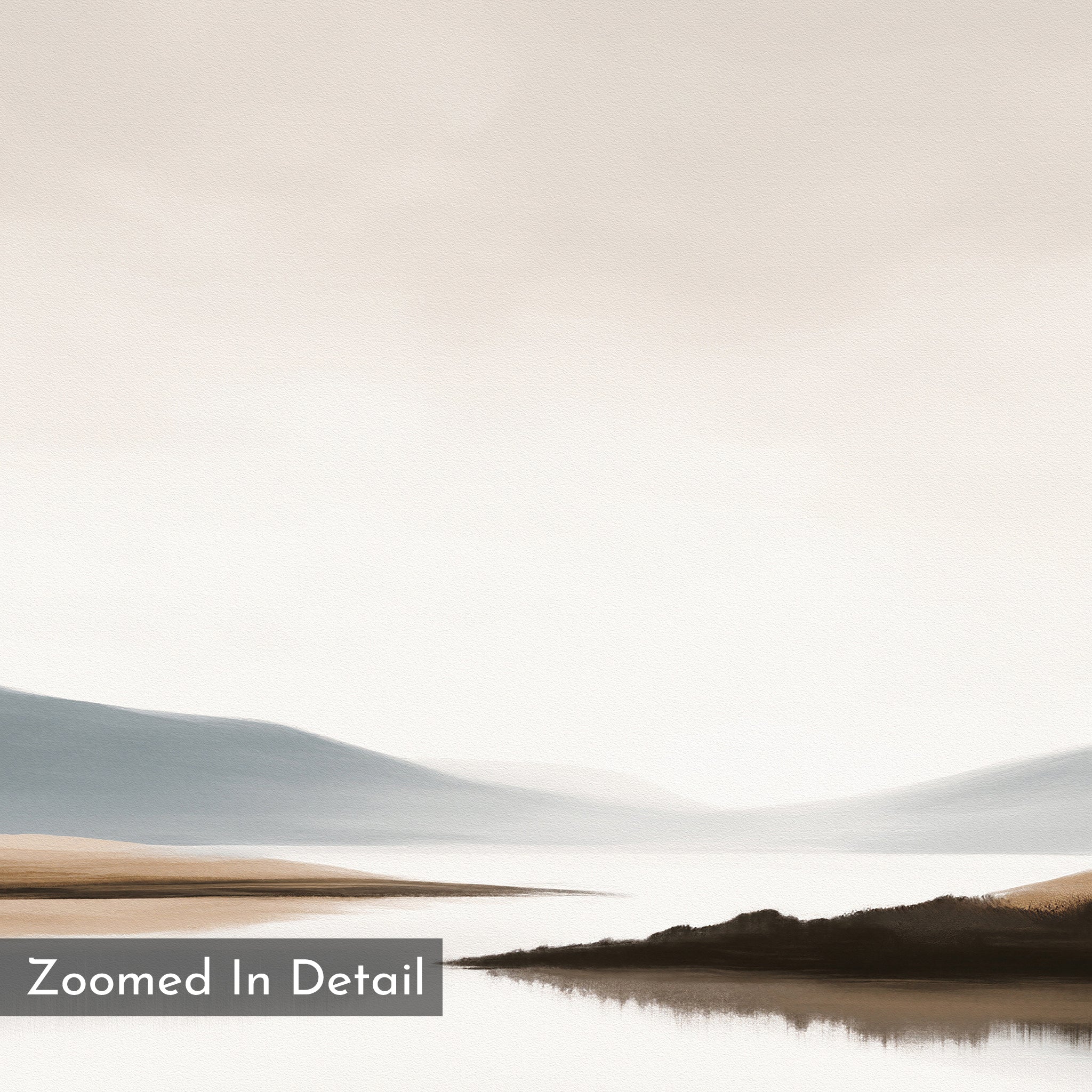 Whisper of the Still Lake – beige and white landscape canvas wall art print by Aspire Prints