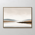 Whisper of the Still Lake – beige and white landscape canvas wall art print by Aspire Prints