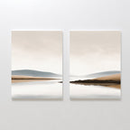 Whispers Across Still Water – Set of 2 Canvas Prints set of 2 – beige and white landscape canvas wall art by Aspire Prints
