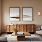 Whispers Across Still Water – Set of 2 Canvas Prints set of 2 – beige and white landscape canvas wall art by Aspire Prints