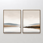 Whispers Across Still Water – Set of 2 Canvas Prints set of 2 – beige and white landscape canvas wall art by Aspire Prints
