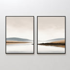 Whispers Across Still Water – Set of 2 Canvas Prints set of 2 – beige and white landscape canvas wall art by Aspire Prints