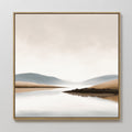 Whispers of the Still Lake – beige and white landscape canvas wall art print by Aspire Prints