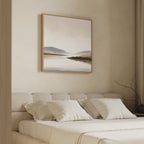 Whispers of the Still Lake – beige and white landscape canvas wall art print by Aspire Prints