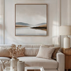 Whispers of the Still Lake – beige and white landscape canvas wall art print by Aspire Prints