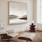 Whispers of the Still Lake – beige and white landscape canvas wall art print by Aspire Prints