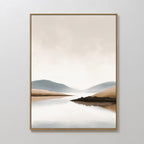 Whispers of the Still Lake – beige and white landscape canvas wall art print by Aspire Prints