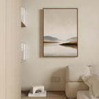 Whispers of the Still Lake – beige and white landscape canvas wall art print by Aspire Prints