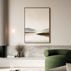 Whispers of the Still Lake – beige and white landscape canvas wall art print by Aspire Prints
