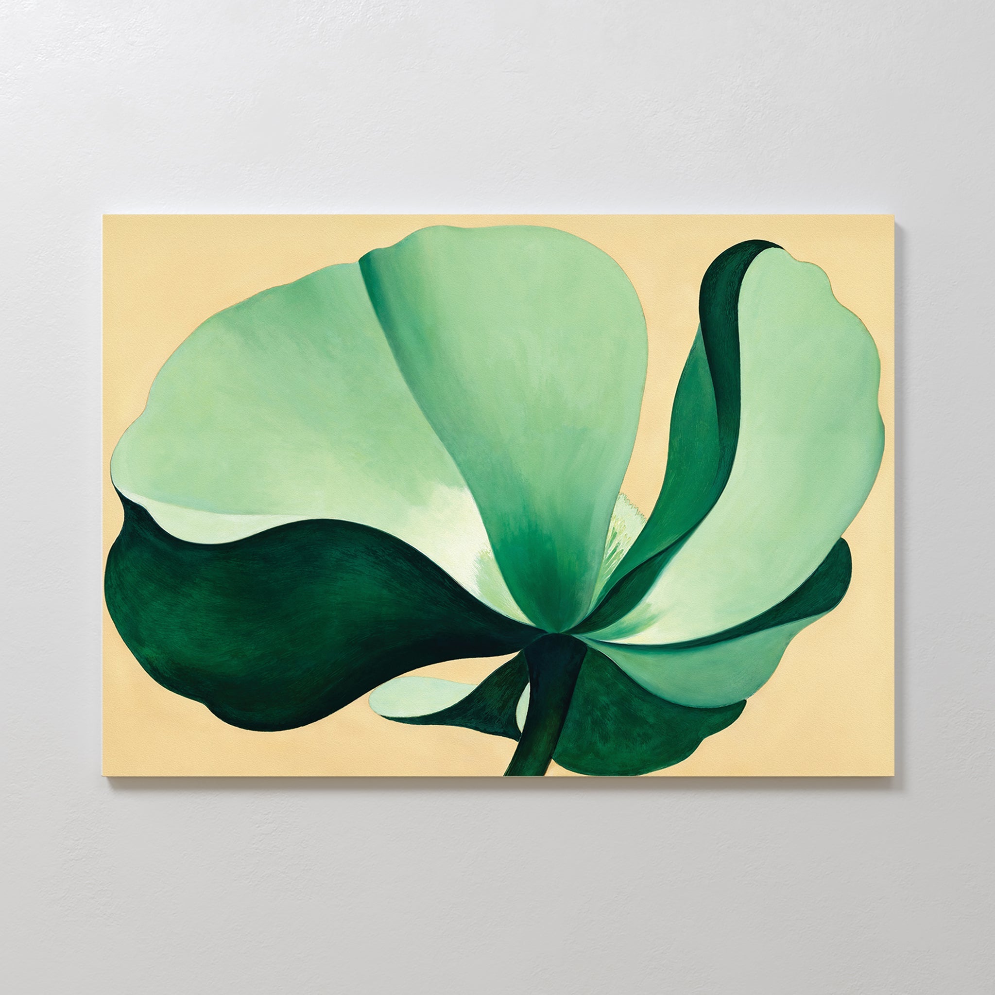 Whispering Palm at Dawn – beige and white botanical canvas wall art print by Aspire Prints