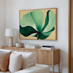 Whispering Palm at Dawn – beige and white botanical canvas wall art print by Aspire Prints