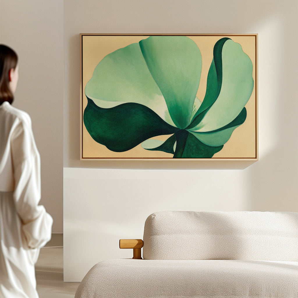 Whispering Palm at Dawn – beige and white botanical canvas wall art print by Aspire Prints