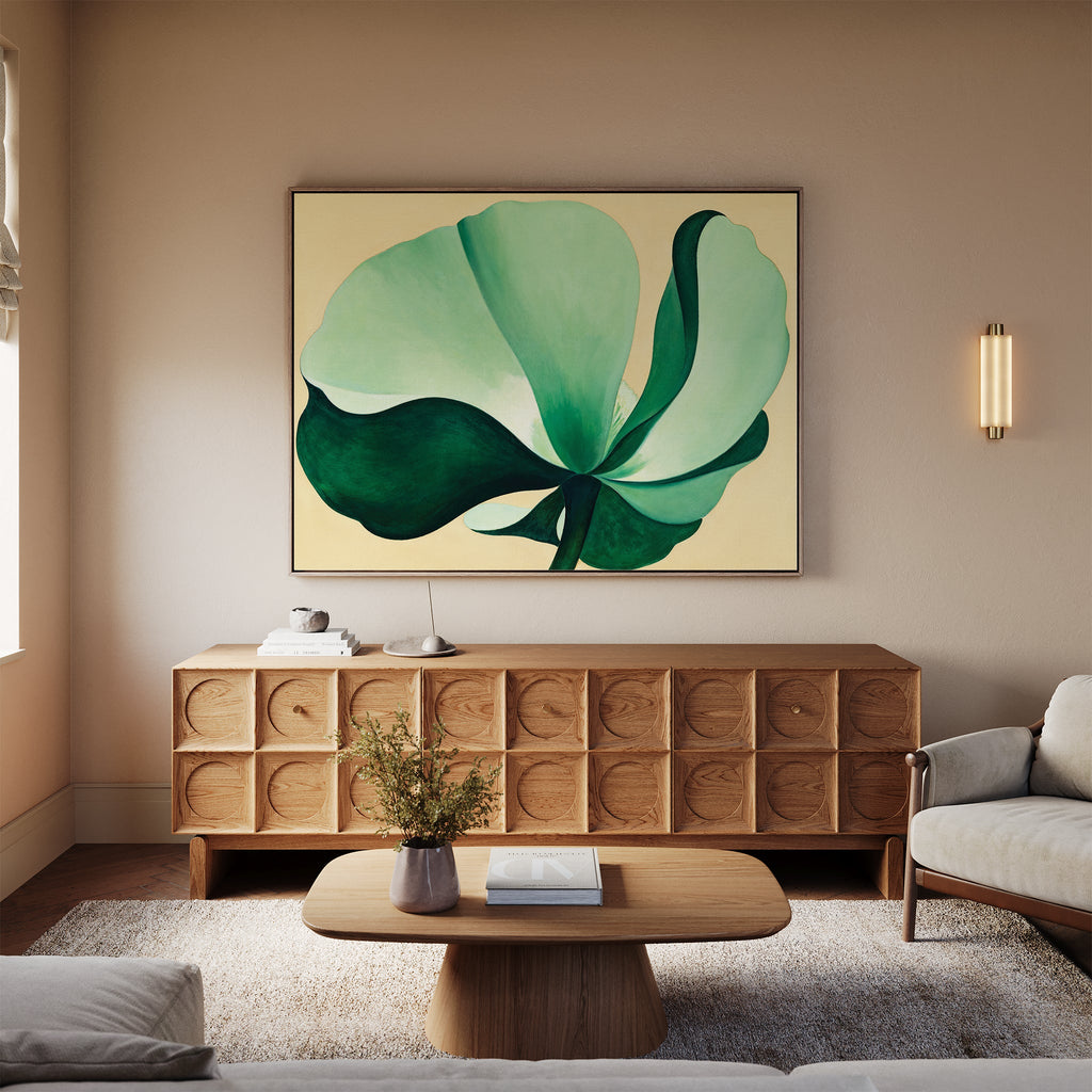 Whispering Palm at Dawn – beige and white botanical canvas wall art print by Aspire Prints