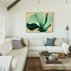 Whispering Palm at Dawn – beige and white botanical canvas wall art print by Aspire Prints