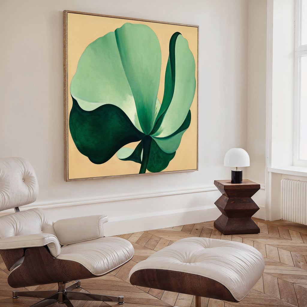 Whispering Palms at Dawn – beige and white botanical canvas wall art print by Aspire Prints