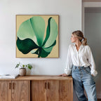 Whispering Palms at Dawn – beige and white botanical canvas wall art print by Aspire Prints