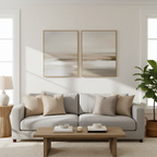 Whispers in Sand & Silence – Set of 2 Canvas Prints set of 2 – beige and white abstract canvas wall art by Aspire Prints