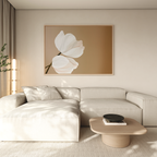 Whispers in Bloom – beige and white botanical canvas wall art print by Aspire Prints