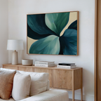Verdant Whispers in Teal – blue botanical canvas wall art print by Aspire Prints