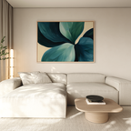 Verdant Whispers in Teal – blue botanical canvas wall art print by Aspire Prints