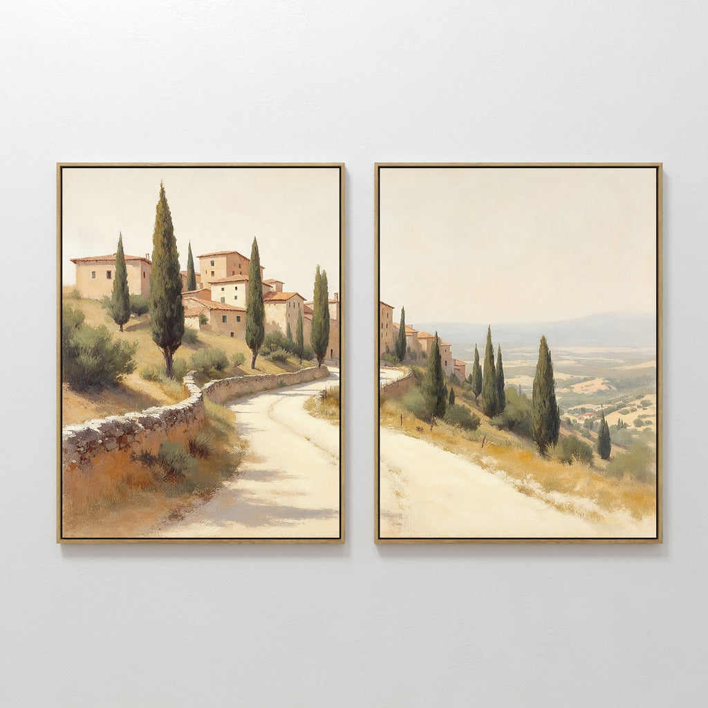 Whispers of Tuscany – Set of 2 Canvas Prints set of 2 – green vintage canvas wall art by Aspire Prints