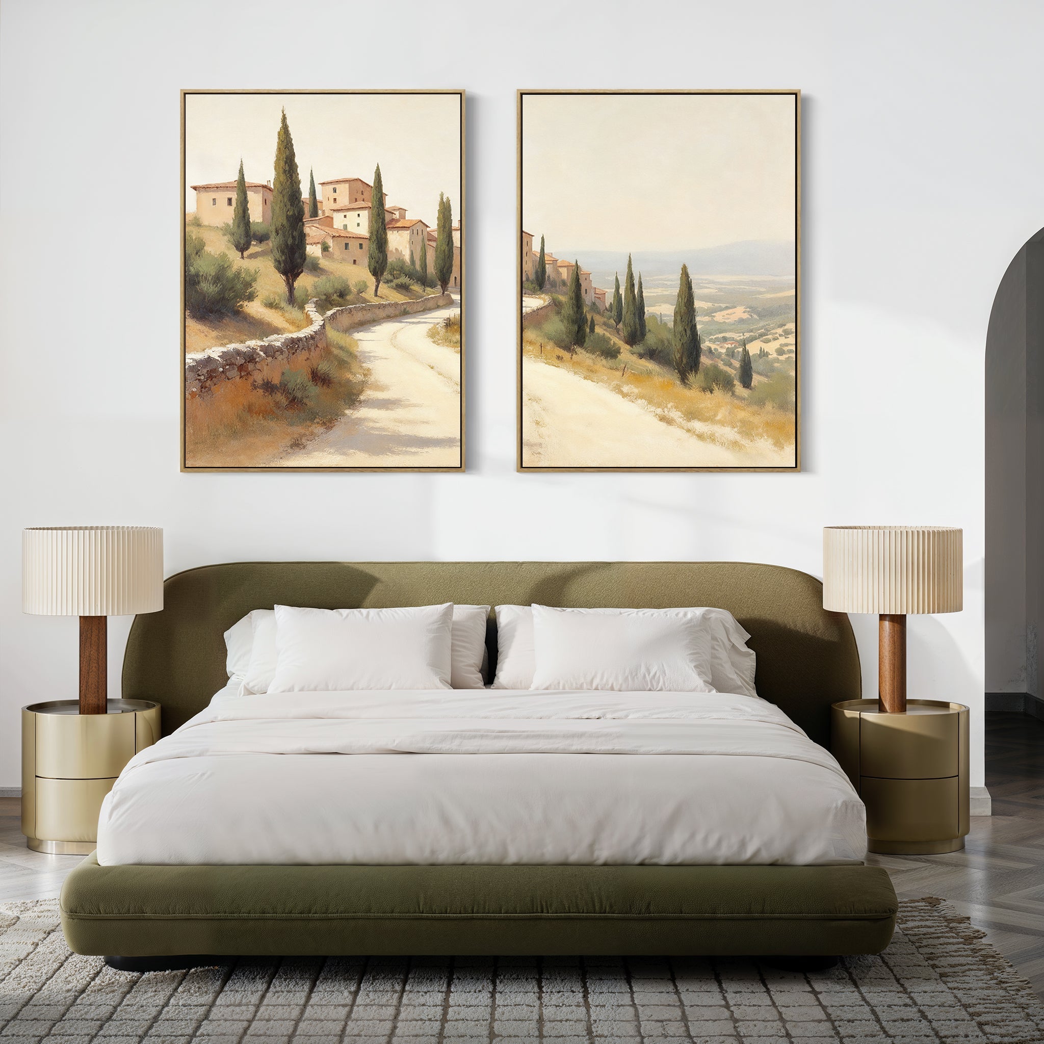 Whispers of Tuscany – Set of 2 Canvas Prints set of 2 – green vintage canvas wall art by Aspire Prints