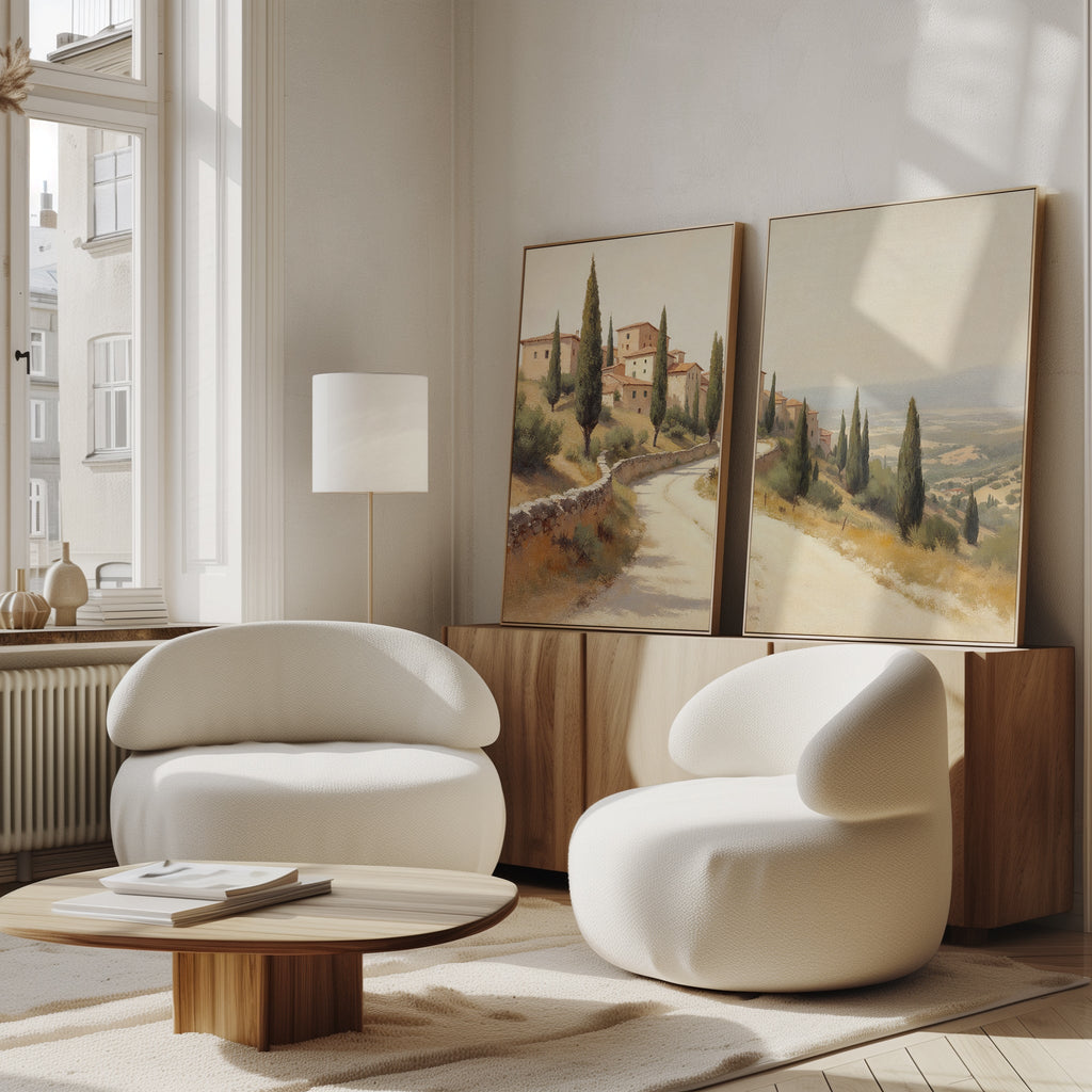 Whispers of Tuscany – Set of 2 Canvas Prints set of 2 – green vintage canvas wall art by Aspire Prints