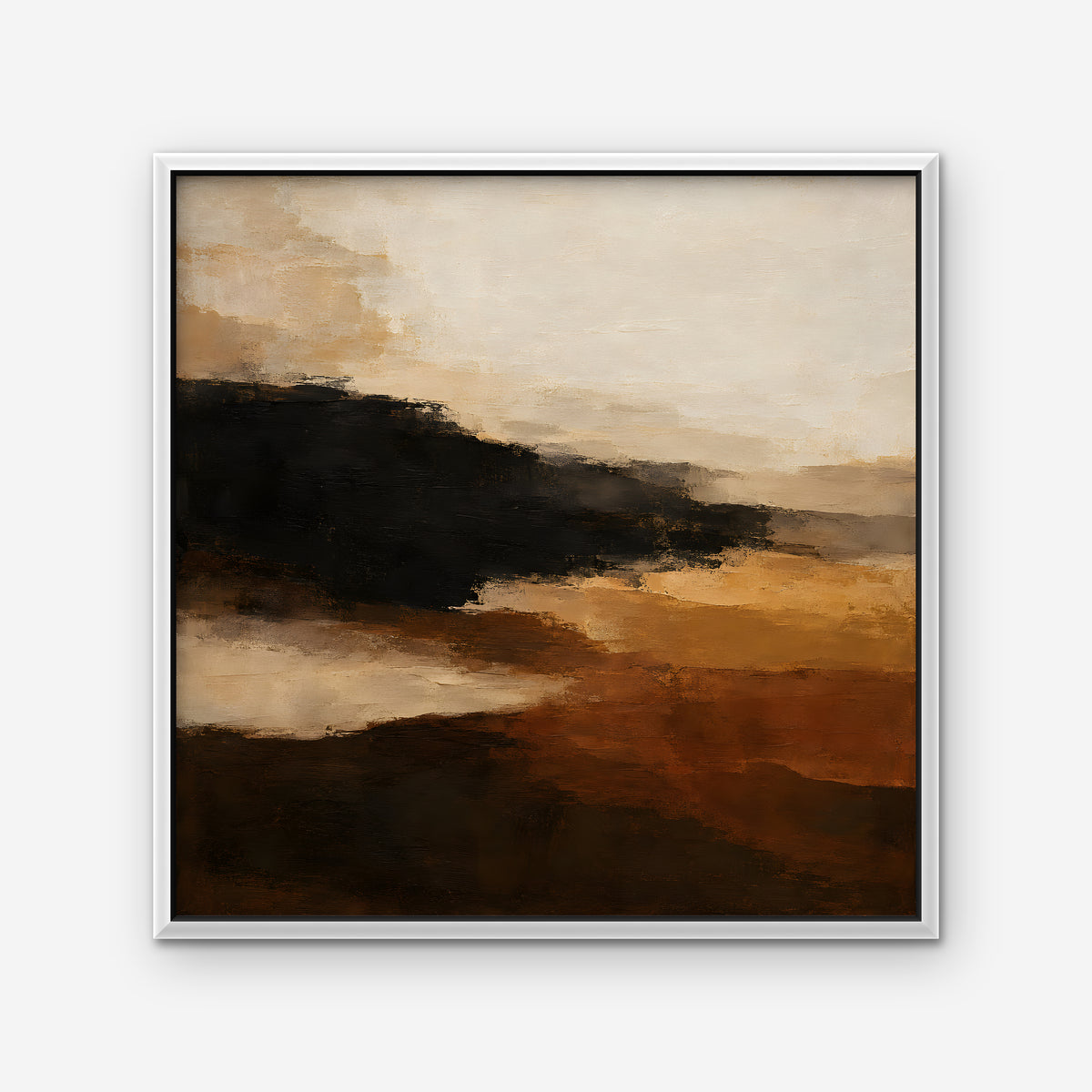 Umber Horizon Canvas Art - Square – White Floating Frame on white background