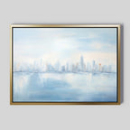 Whispers of a Floating City Canvas Print – blue abstract canvas wall art print by Aspire Prints