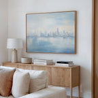 Whispers of a Floating City Canvas Print – blue abstract canvas wall art print by Aspire Prints