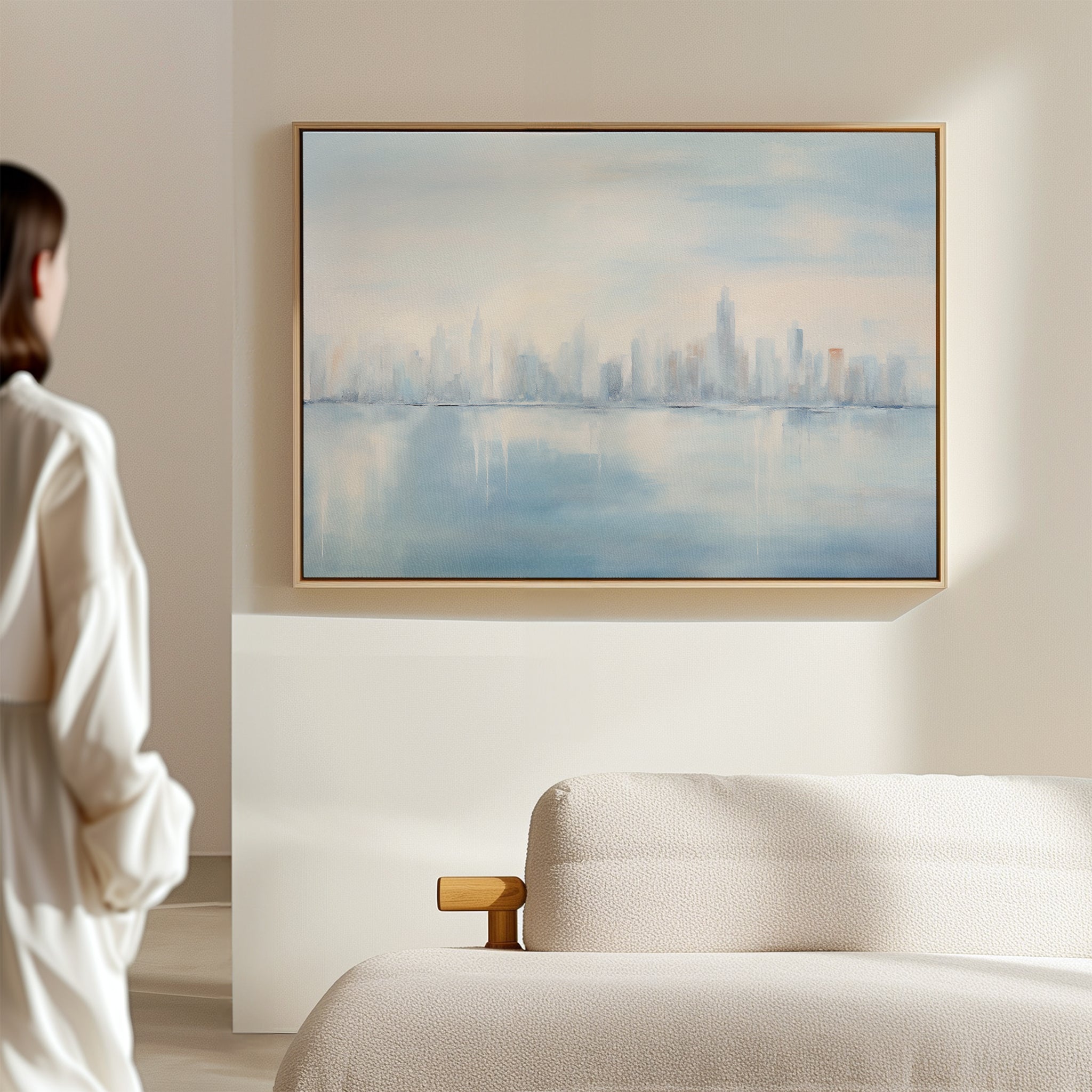 Whispers of a Floating City Canvas Print – blue abstract canvas wall art print by Aspire Prints