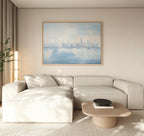 Whispers of a Floating City Canvas Print – blue abstract canvas wall art print by Aspire Prints