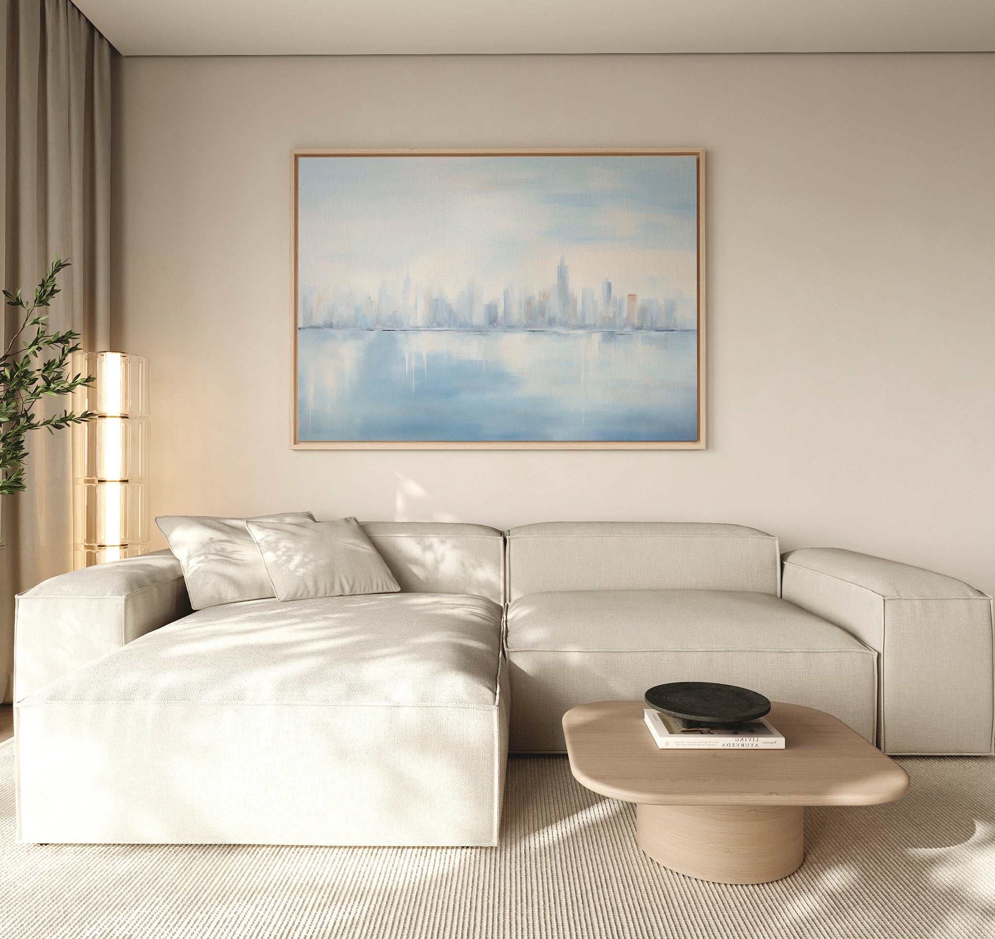 Whispers of a Floating City Canvas Print – blue abstract canvas wall art print by Aspire Prints