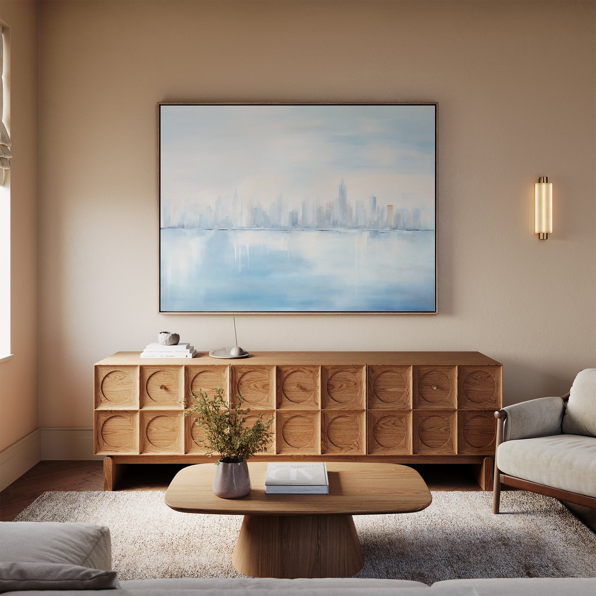 Whispers of a Floating City Canvas Print – blue abstract canvas wall art print by Aspire Prints