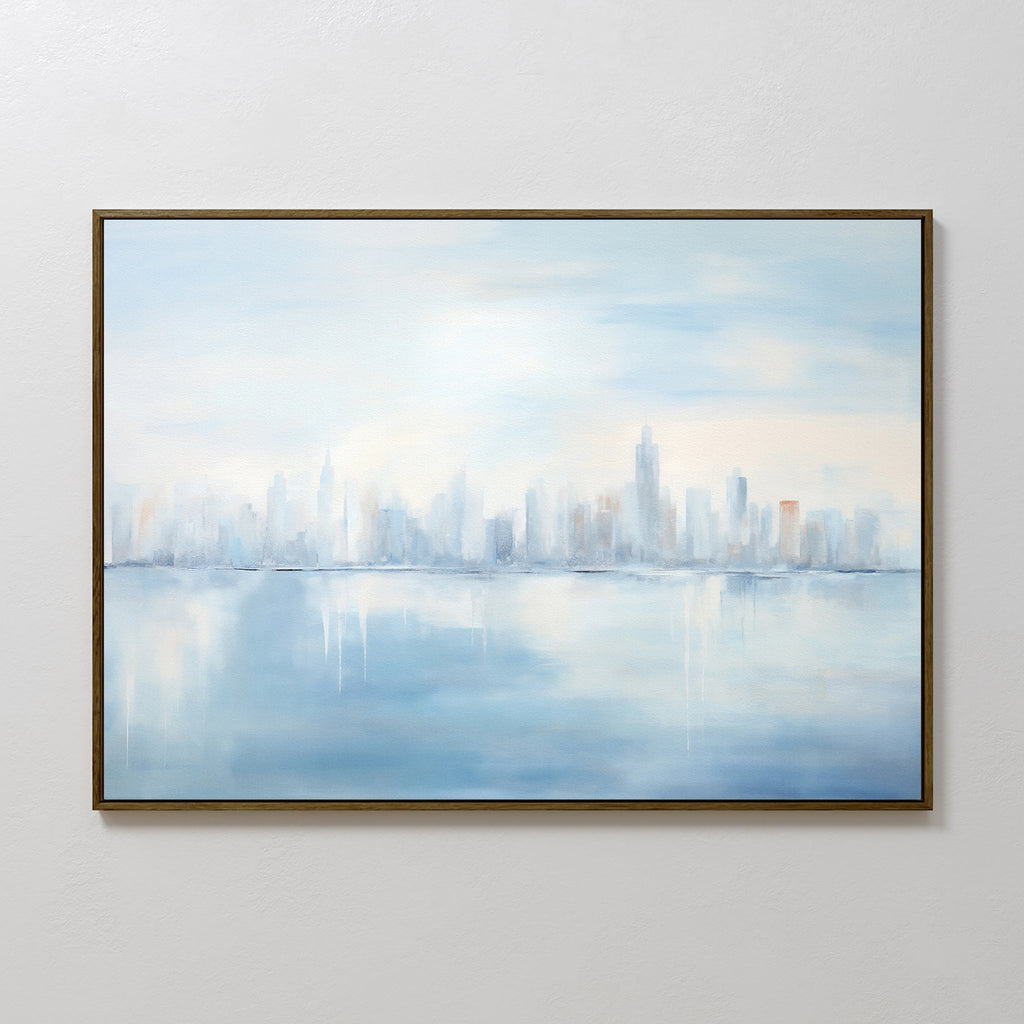 Whispers of a Floating City Canvas Print – blue abstract canvas wall art print by Aspire Prints