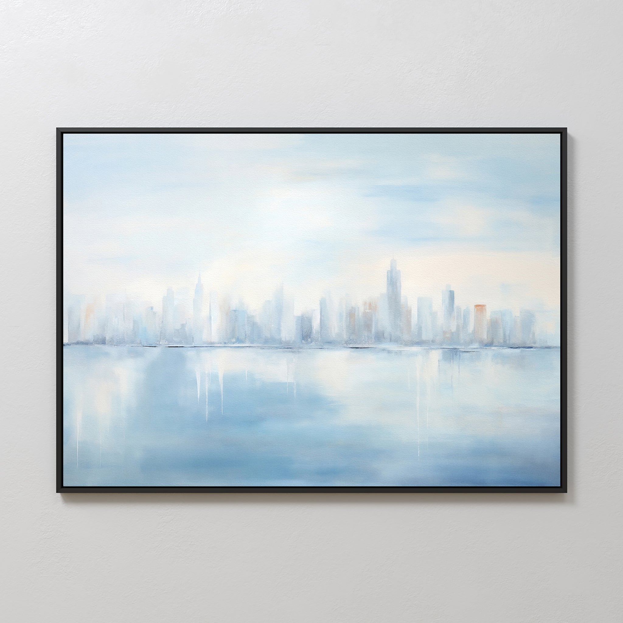 Whispers of a Floating City Canvas Print – blue abstract canvas wall art print by Aspire Prints