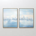 Urban Mirage Diptych – Set of 2 Canvas Prints set of 2 – blue abstract canvas wall art by Aspire Prints